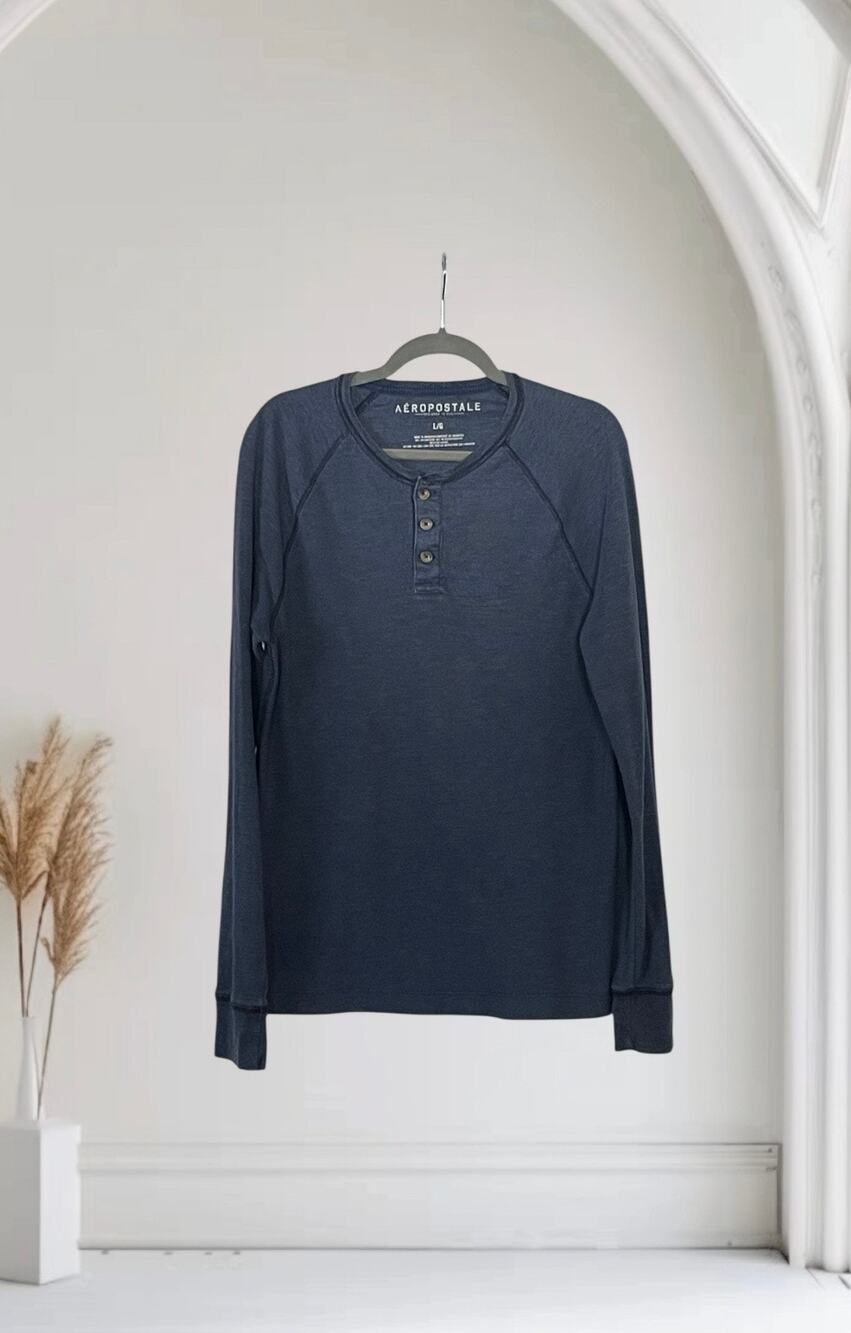 Men’s Aeropostale Long Sleeve Blue Shirt Size Large